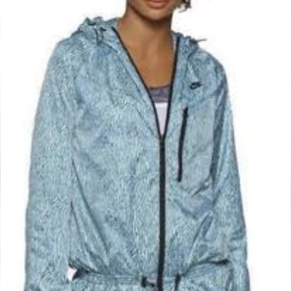 NIKE Tech Windrunner Hooded Lightweight Jacket Small Blue White